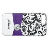 Coques Case-Mate iPhone Monogramme noir, blanc, violet Damask iPhone 7 Coq (Dos (Horizontal))