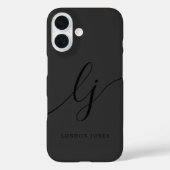 Coques Case-Mate iPhone Monogramme Noir Calligraphie Initiales de script É (Verso)