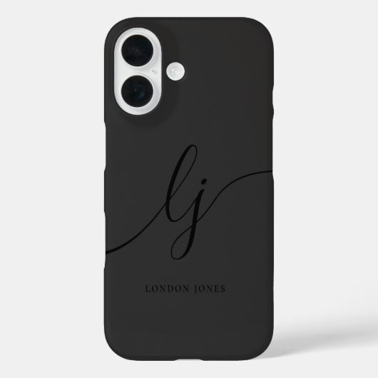 Coques Case-Mate iPhone Monogramme Noir Calligraphie Initiales de script É (Verso)