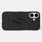 Coques Case-Mate iPhone Monogramme Noir Calligraphie Initiales de script É (Verso (horizontal))
