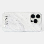 Coques Case-Mate iPhone Monogramme noir chic sur Marbre blanc (Verso (horizontal))