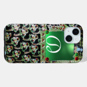 Coques Case-Mate iPhone MONOGRAMME NOIR D'ART VERT NOUVEAU, Jade (Verso (horizontal))