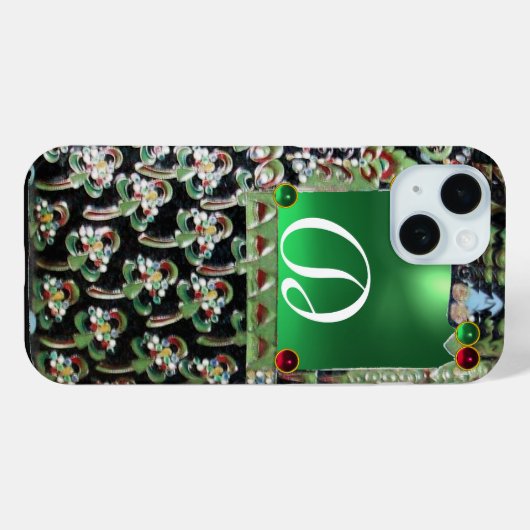 Coques Case-Mate iPhone MONOGRAMME NOIR D'ART VERT NOUVEAU, Jade (Verso (horizontal))