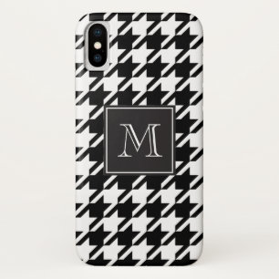 Coque iPhone X Monogramme noir de pied-de-poule
