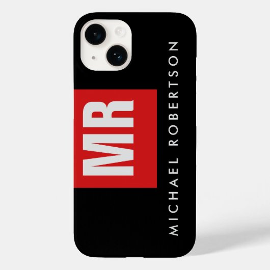 Coques Case-Mate iPhone Monogramme noir de qualité unique (Verso)