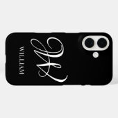Coques Case-Mate iPhone Monogramme noir élégant personnalisé initial (Verso (horizontal))