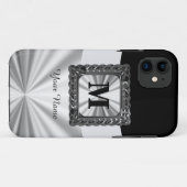 Coques Case-Mate iPhone monogramme noir et argent (Dos (Horizontal))