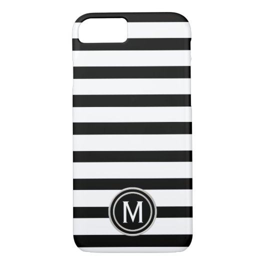 Coques Case-Mate iPhone Monogramme noir et blanc de rayure (Dos)
