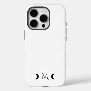 Coques iPhone 16 Pro Monogramme noir et blanc moderne des lunes de croi