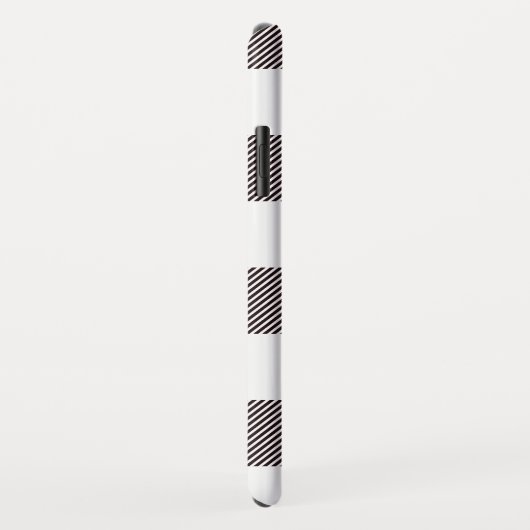 Coques Case-Mate iPhone Monogramme noir et blanc rustique de plaid de (Dos/Droite)
