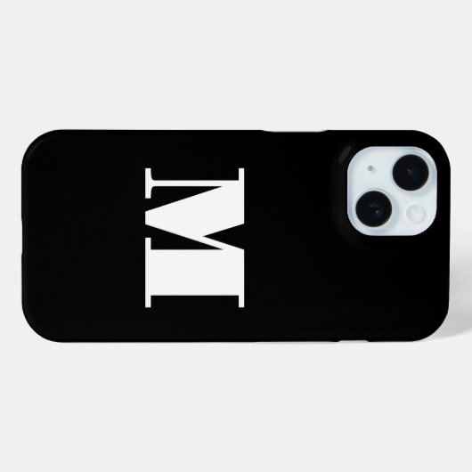 Coques Case-Mate iPhone Monogramme noir et blanc simple (Verso (horizontal))