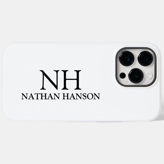 Coques Case-Mate iPhone Monogramme noir et blanc simple Moderne (Verso (horizontal))