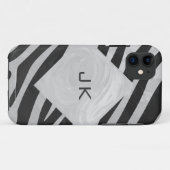 Coques Case-Mate iPhone Monogramme noir et gris clair Zebra (Dos (Horizontal))