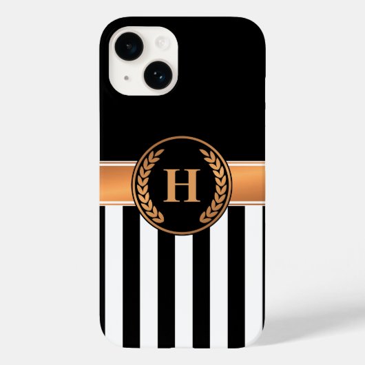 Coques Case-Mate iPhone Monogramme noir et or (Verso)