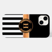 Coques Case-Mate iPhone Monogramme noir et or (Verso (horizontal))