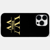 Coques Case-Mate iPhone  Monogramme Noir et Or | Écriture Initiale Élégant (Verso (horizontal))