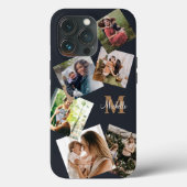 Coques Case-Mate iPhone Monogramme noir et or moderne Multi Photo (Verso)