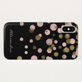 Coques Case-Mate iPhone Monogramme Noir et Rose d'huile Confetti (Dos (Horizontal))