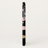 Coques Case-Mate iPhone Monogramme Noir et Rose d'huile Confetti (Dos/Gauche)