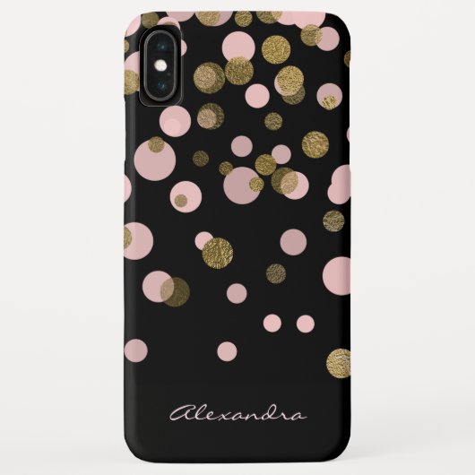 Coques Case-Mate iPhone Monogramme Noir et Rose d'huile Confetti (Dos)