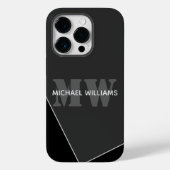 Coques Case-Mate iPhone Monogramme noir gris artistique moderne (Verso)