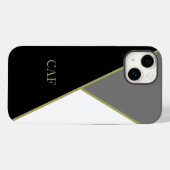 Coques Case-Mate iPhone Monogramme Noir gris or Blanc Géométrique Moderne (Verso (horizontal))