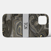 Coques Case-Mate iPhone Monogramme noir gris or marbre Agate Strata (Verso (horizontal))