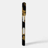 Coques Case-Mate iPhone Monogramme Noir Marbre d'or Aquarelle (Verso / Droite)