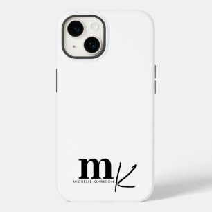 Coque Pour iPhone 14 Monogramme noir minimaliste moderne