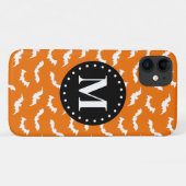 Coques Case-Mate iPhone Monogramme noir Motif de chaume d'Halloween orange (Dos (Horizontal))