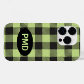 Coques Case-Mate iPhone Monogramme noir noir vert de chaux de Buffalo init (Verso (horizontal))