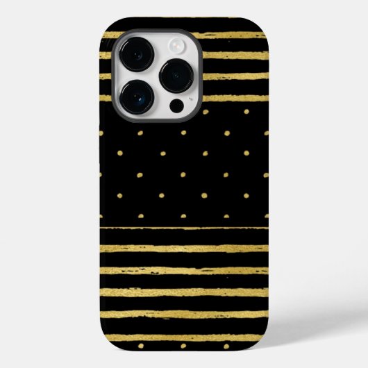 Coques Case-Mate iPhone Monogramme Noir Or rayé (Verso)