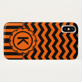 Coques Case-Mate iPhone Monogramme noir orange de zigzag (Dos (Horizontal))