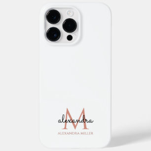 Coque Pour Pour iPhone 14 Pro Max Monogramme noir rose blanc minimaliste