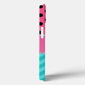 Coques Case-Mate iPhone Monogramme noir rose pois chevrons turquoise (Verso / Droite)