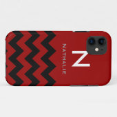 Coques Case-Mate iPhone monogramme noir/rouge chevron (Dos (Horizontal))