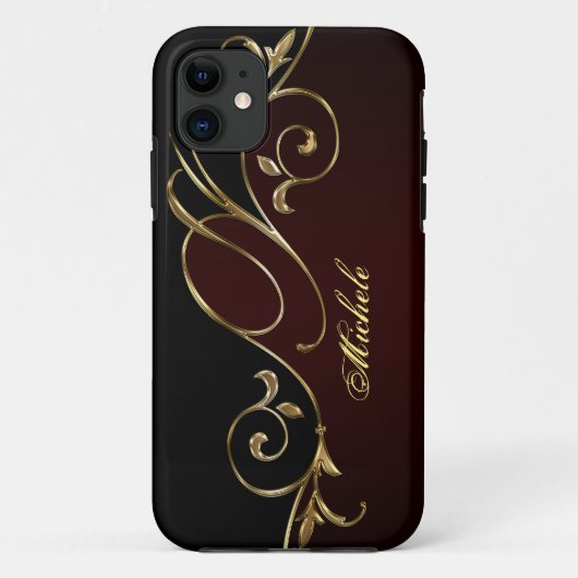 Coques Case-Mate iPhone Monogramme noir Royal Bourgogne (Dos)