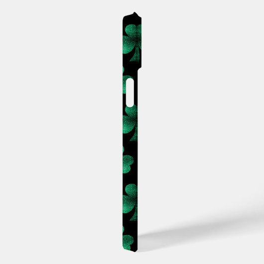 Coques Case-Mate iPhone Monogramme noir Shamrock Emerald Green Sparkles (Verso / Droite)