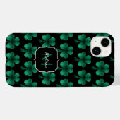 Coques Case-Mate iPhone Monogramme noir Shamrock Emerald Green Sparkles (Verso (horizontal))