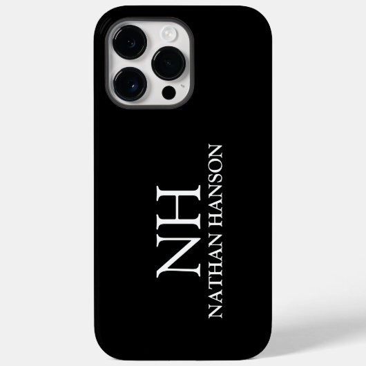 Coques Case-Mate iPhone Monogramme noir simple moderne (Verso)