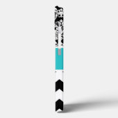 Coques Case-Mate iPhone Monogramme noir turquoise de Chevron de damassé (Verso / Gauche)