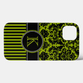 Coques Case-Mate iPhone Monogramme noir, vert Damask Stripe iPad Air Case (Verso (horizontal))