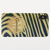 Coques Case-Mate iPhone Monogramme Noir Zèbre-Peau Sur Or (Dos (Horizontal))