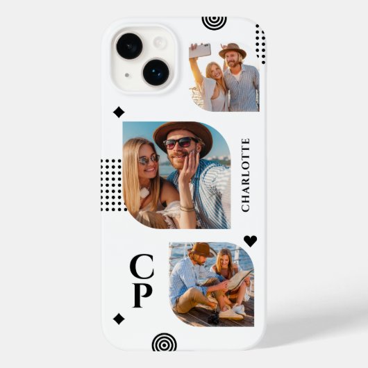 Coques Case-Mate iPhone Monogramme Nom 3 Photo Collage tendance moderne (Verso)