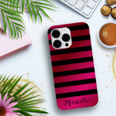 Coques Case-Mate iPhone Monogramme Nom de script Grilles rose et noir