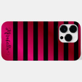 Coques Case-Mate iPhone Monogramme Nom de script Grilles rose et noir (Verso (horizontal))