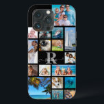 Case-Mate iPhone Case Monogramme Nom du script 17 Photo Collage Couleur<br><div class="desc">Portez 17 de vos photos préférées sur ce boîtier de téléphone portable couleur arrière - plan personnalisé (en noir) avec un collage photo d'une variété de formes et de tailles pour accommoder vos photos et personnalisées avec un nom de script manuscrit sur un monogramme classique au centre. CONSEIL PHOTO :...</div>