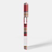 Coques Case-Mate iPhone Monogramme Nom du script Plaid Motif rouge rustiqu (Verso / Droite)