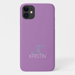 Case-Mate iPhone Case Monogramme & nom élégant en écriture sarcelle et l