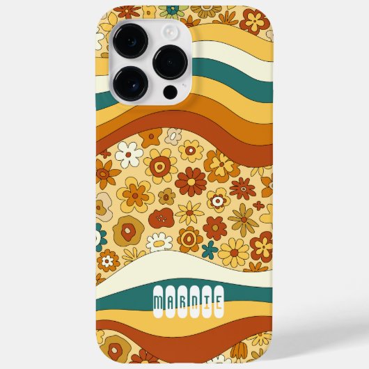 Coques Case-Mate iPhone Monogramme Nom Enfant Fleur Rayure Rétro Groovy (Verso)